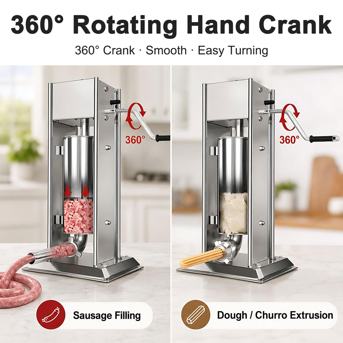 Manual Churros Maker with 4 Pastry Nozzles Y1637