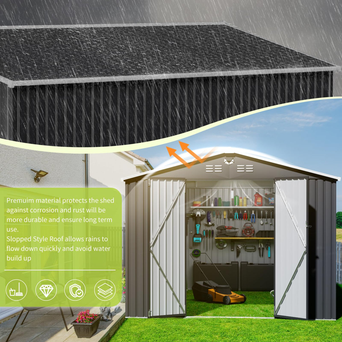 10x14 Metal Storage Shed with Lockable Doors P962235