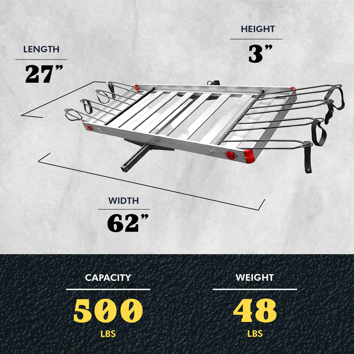 500 lb Aluminum 2-in-1 Hitch Cargo Carrier K399