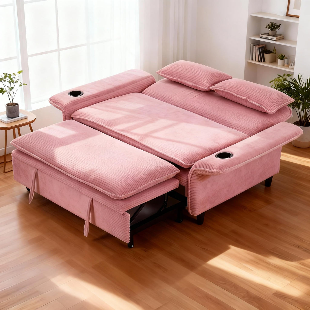 Pink Convertible Sleeper Sofa Bed M57468