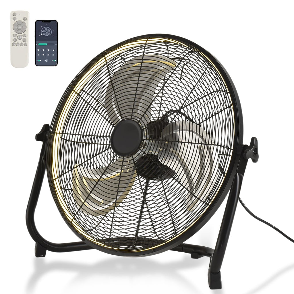 20" High Velocity Metal Floor Fan with Light B60156