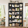 72" Tall 6-Tier Black Corner Bookshelf Z42532