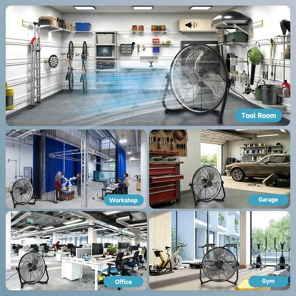 20" High Velocity Metal Floor Fan with Light B60156