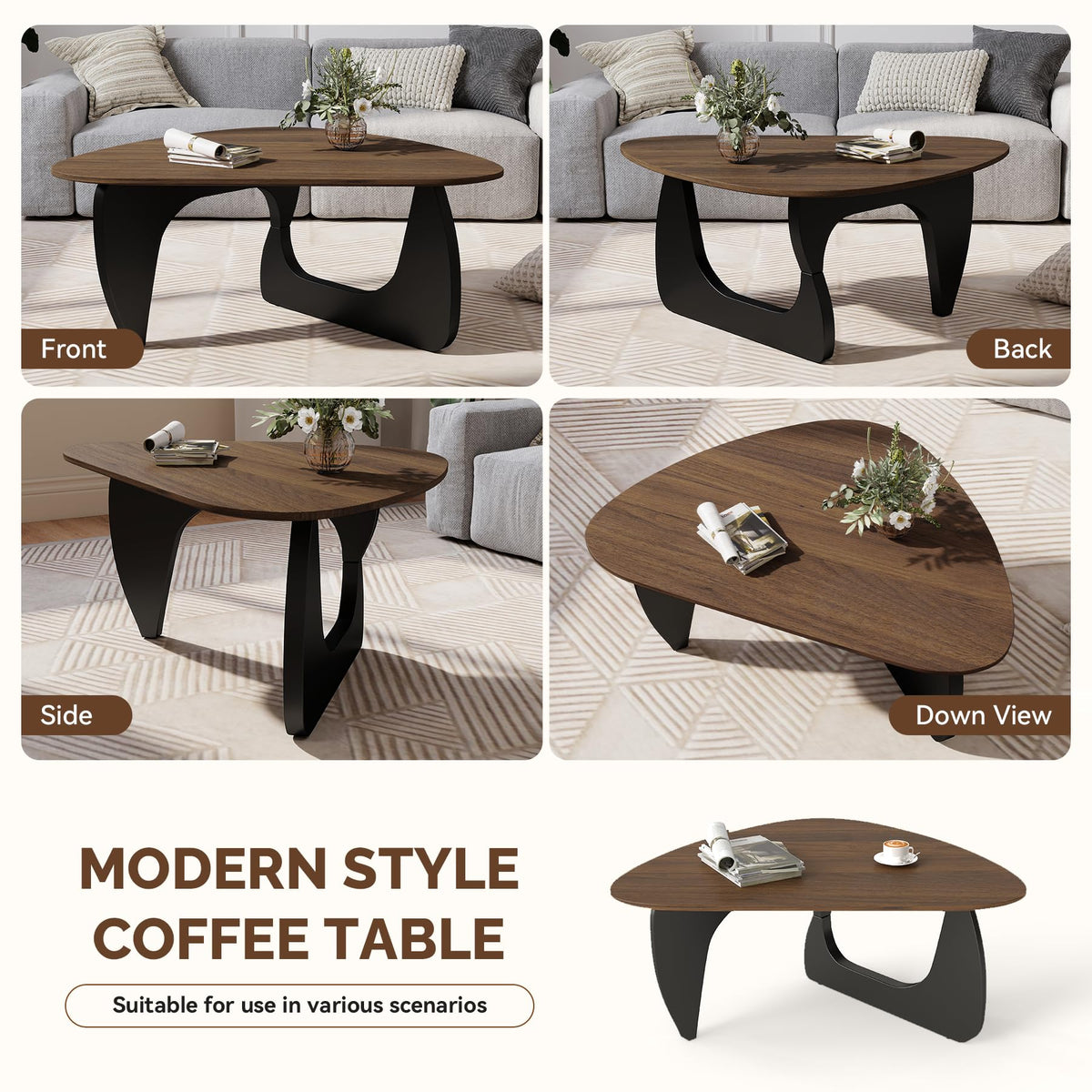 Wood Coffee Table with Wooden Top & Unique Base M6325