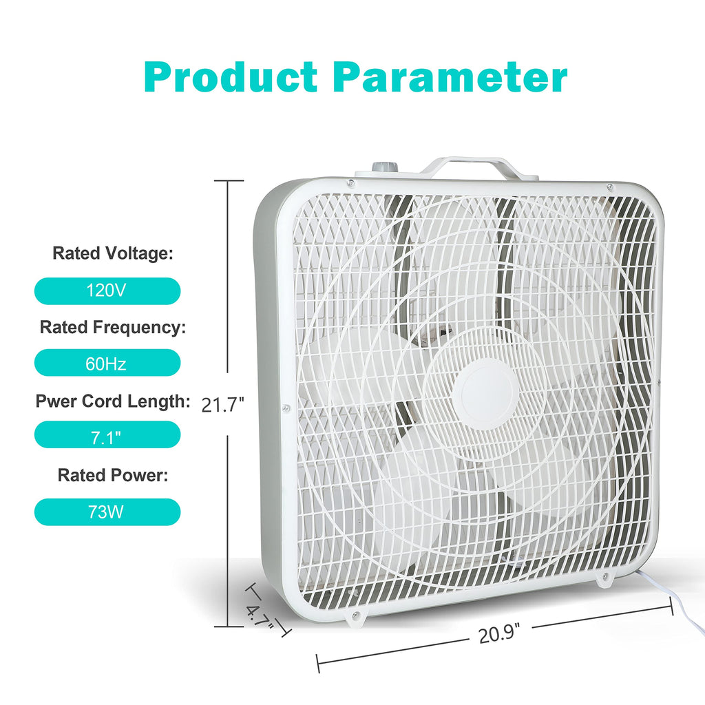 20 Inch White 3-Speed Box Fan D500