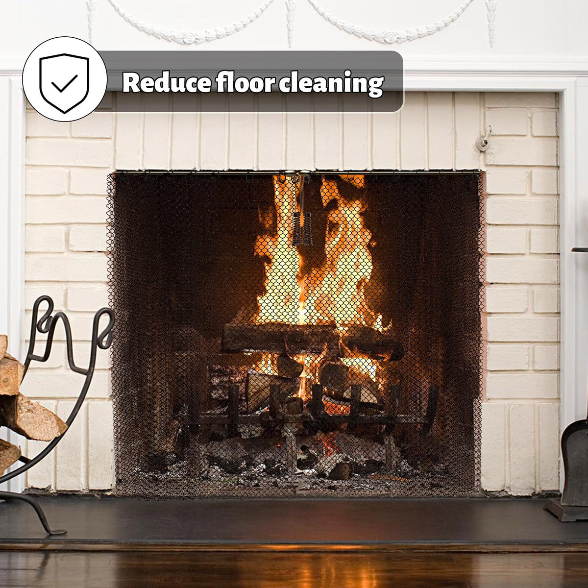 2 Pack Black Metal Fireplace Mesh Screen Curtain G875