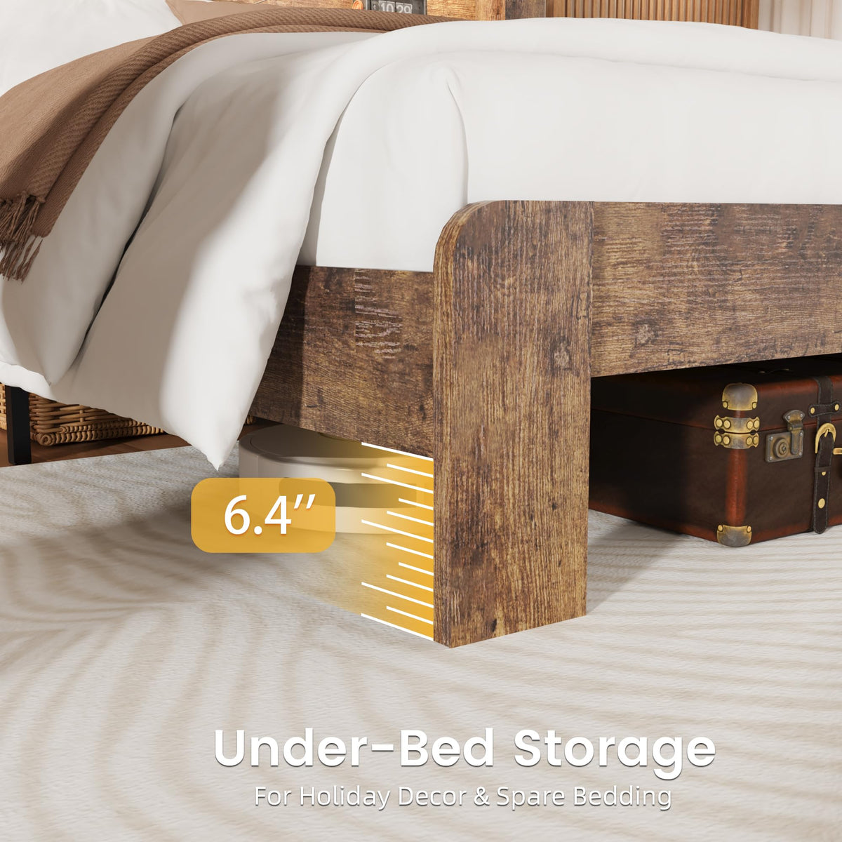 Queen Bed Frame with Wooden Headboard Q65720