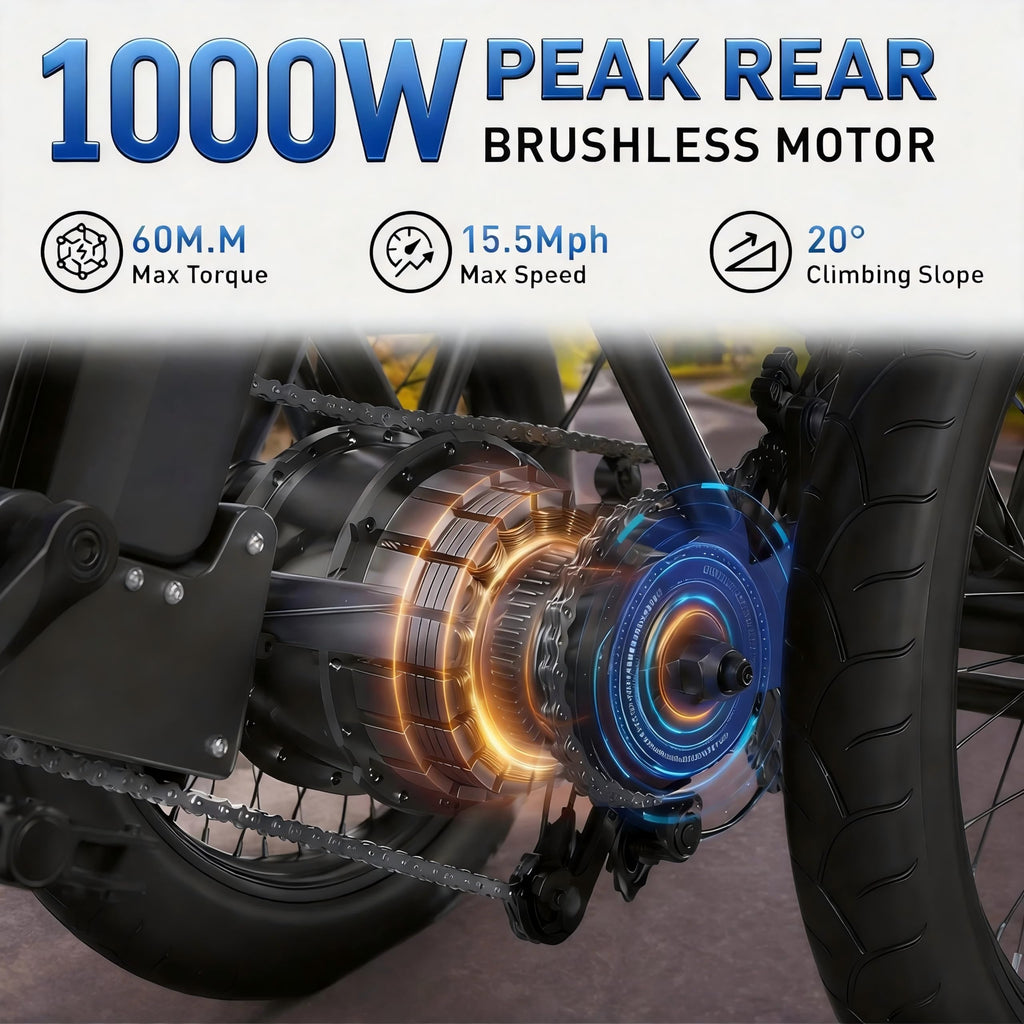 Folding Electric Tricycle 1000W 48V 18" Tire F390