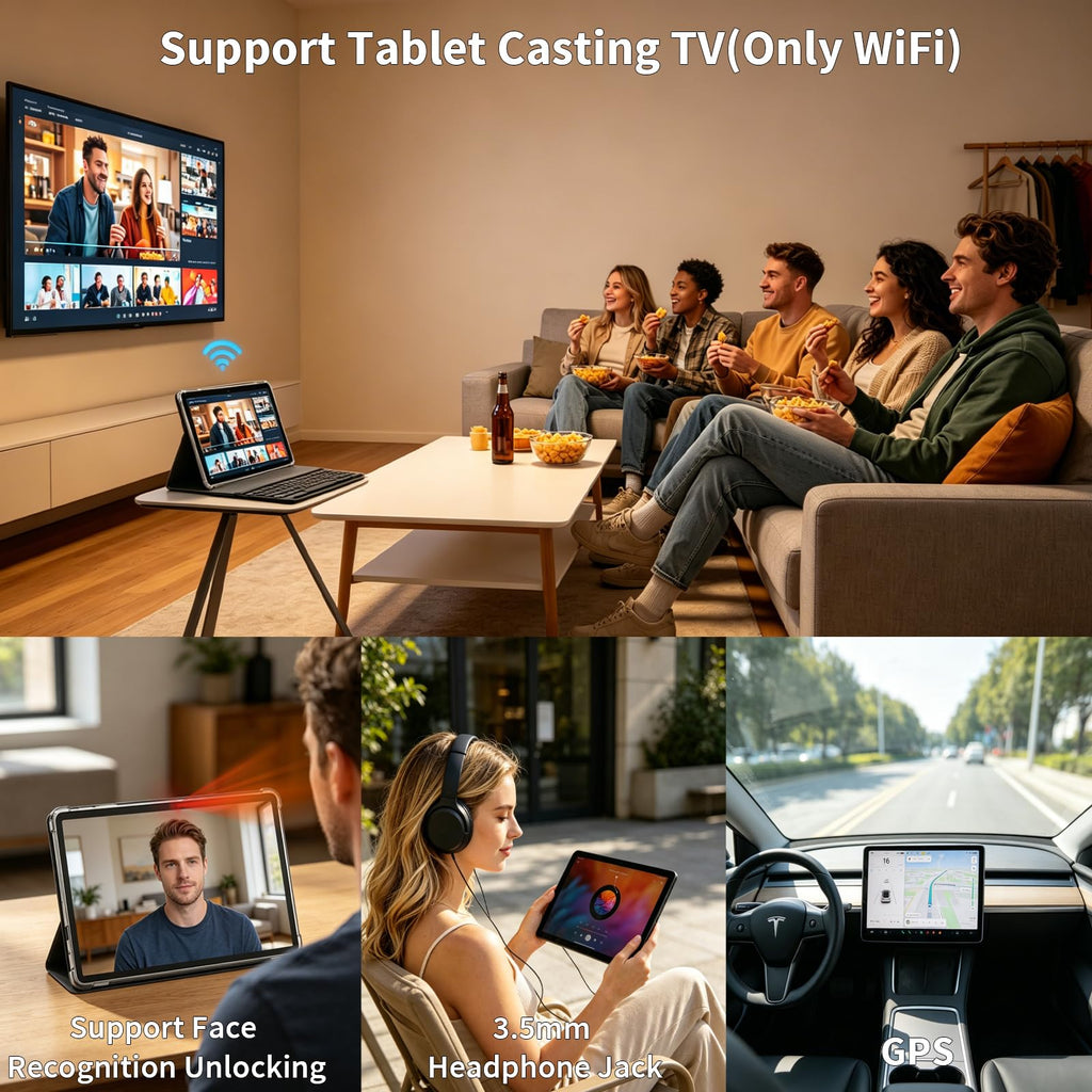 Black Android 16 Tablet with Keyboard C670