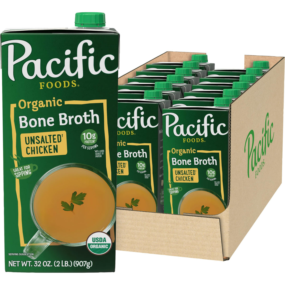 Organic Unsalted Chicken Bone Broth 32 oz 12 Pack H808