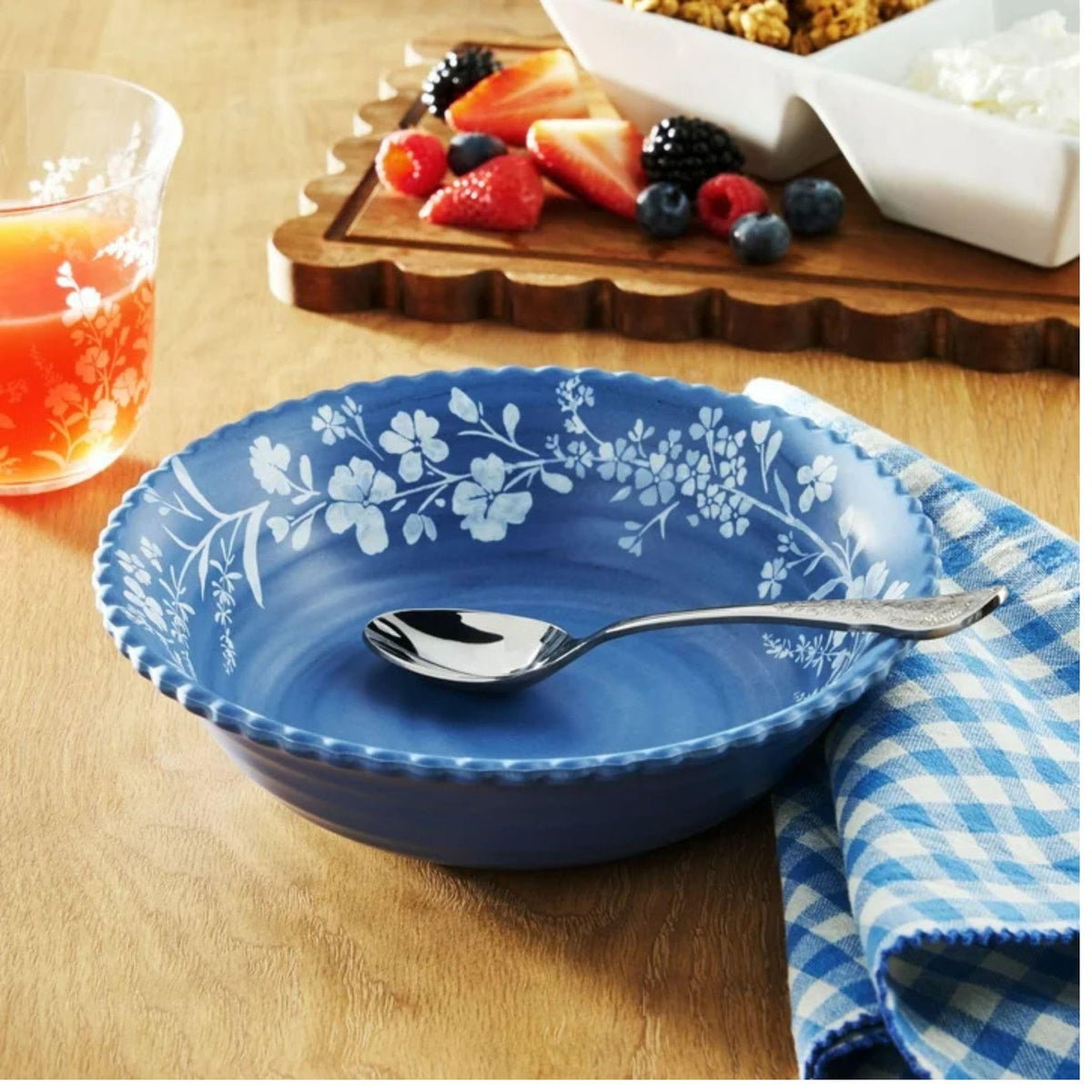 12-Piece Bamboo Melamine Dinnerware Set, Service for 4, Blue U801849