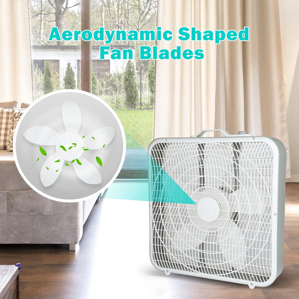 20 Inch White 3-Speed Box Fan D500