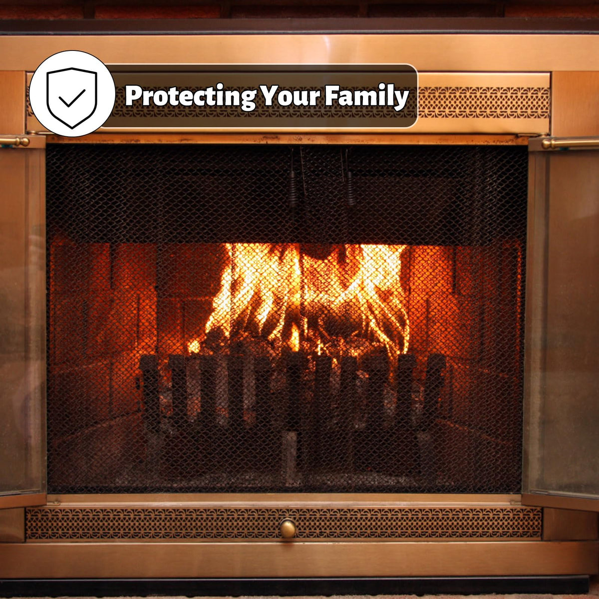 2 Pack Black Metal Fireplace Mesh Screen Curtain G875