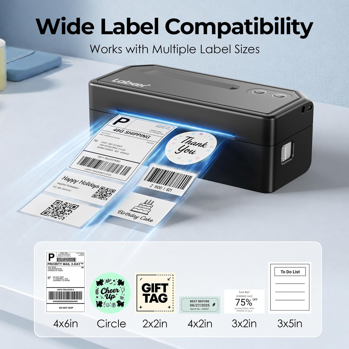 Bluetooth Thermal Shipping Label Printer Black F333897