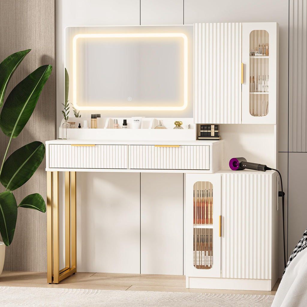 42" Makeup Vanity Desk with Mirror and Lights L448733