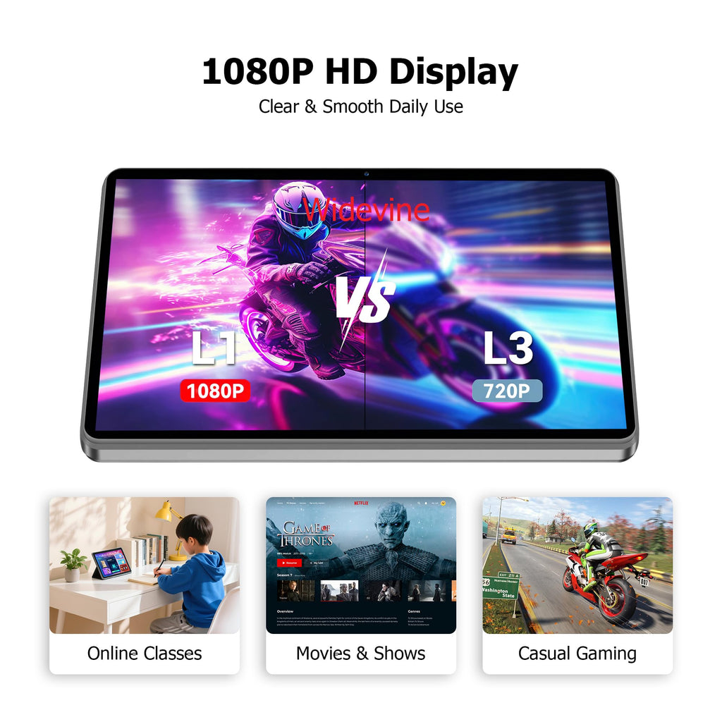 10.1" Android 16 Tablet with Keyboard, 30GB RAM 64GB ROM, Gray R5007