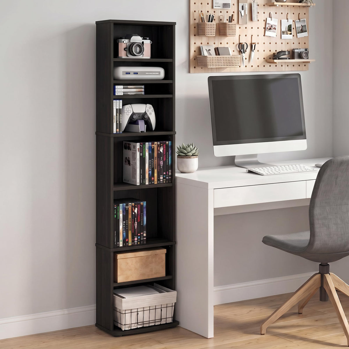 8-Tier Espresso Media Shelf with Adjustable Shelves G982371