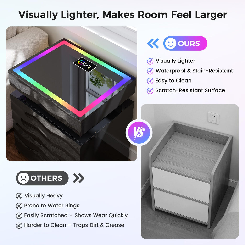 LED Night Stand Set 2 with Charging Station J218611