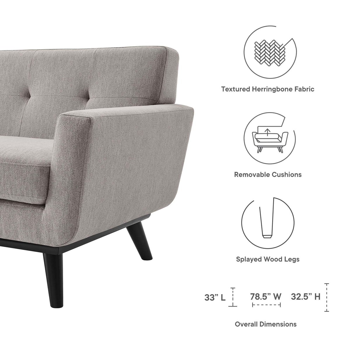 78 Inch Light Upholstered Loveseat F144721