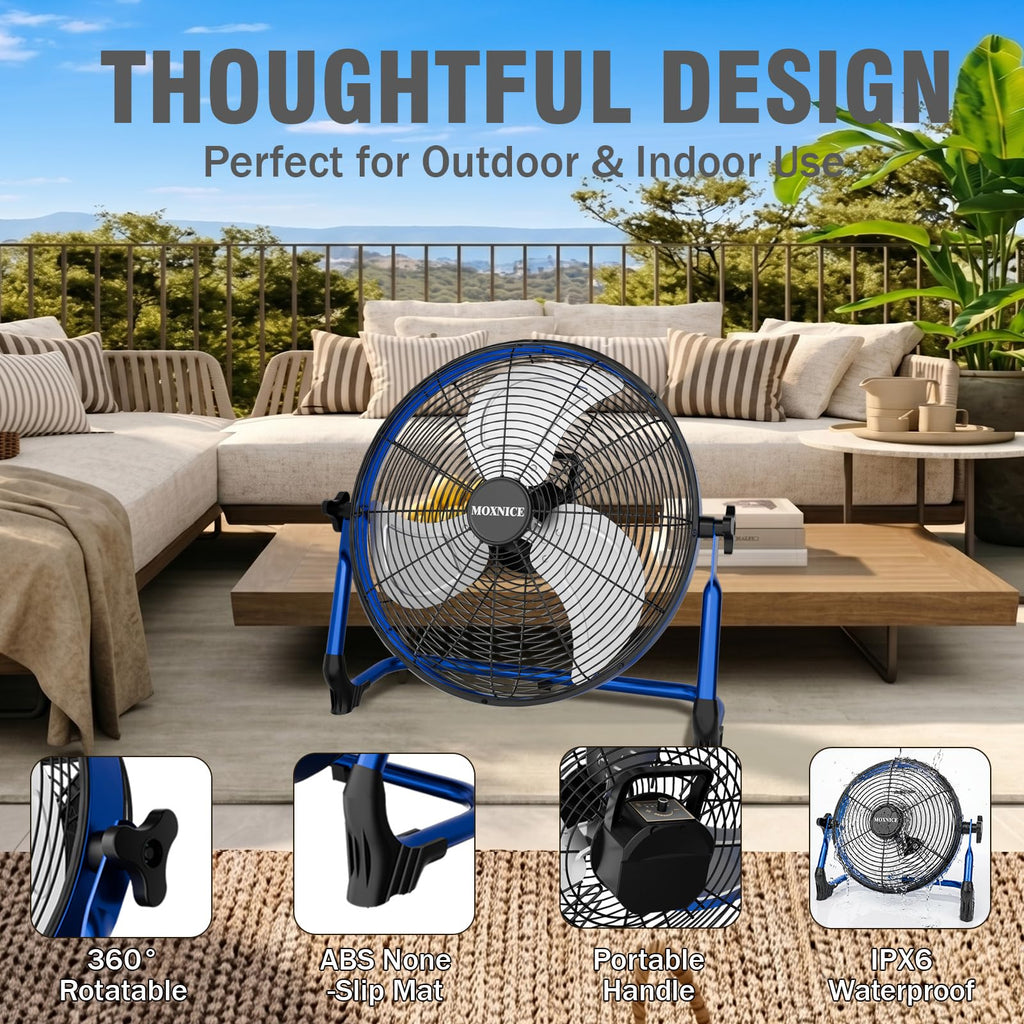 20" Portable Rechargeable Battery Operated Floor Fan N156