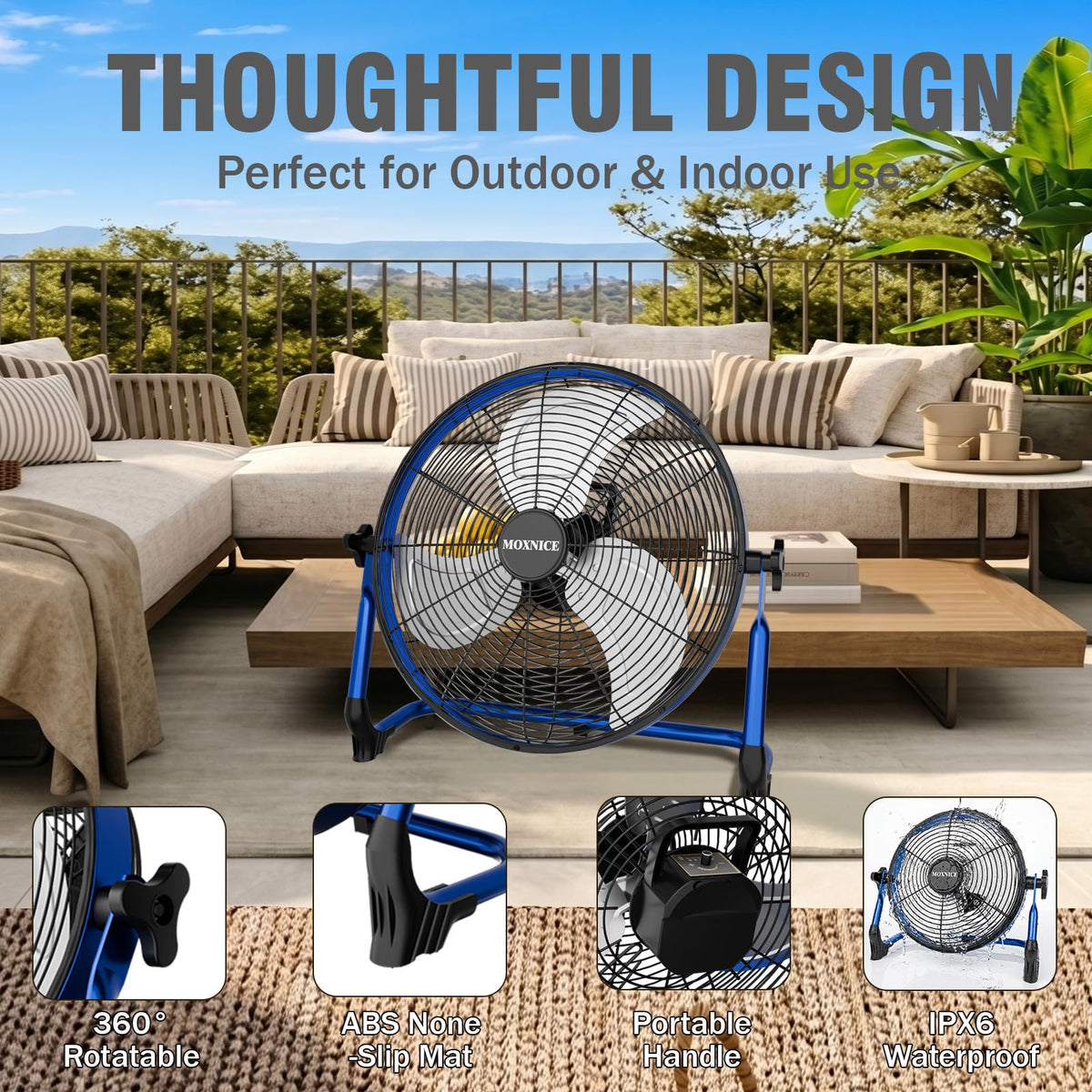 20" Portable Rechargeable Battery Operated Floor Fan N156