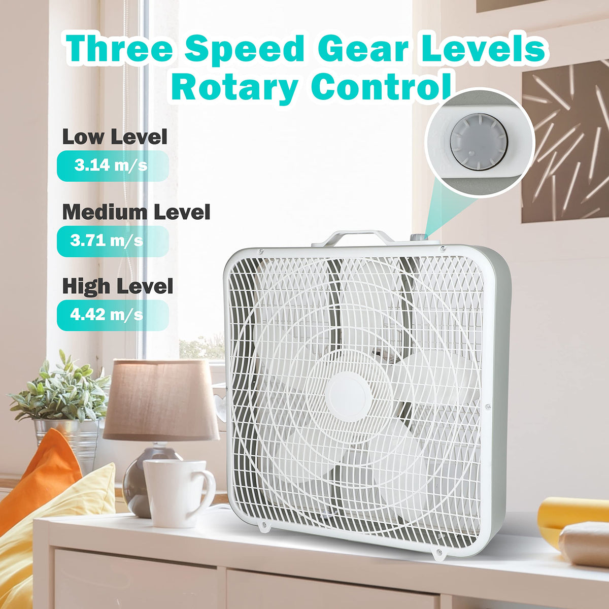 20 Inch White 3-Speed Box Fan D500