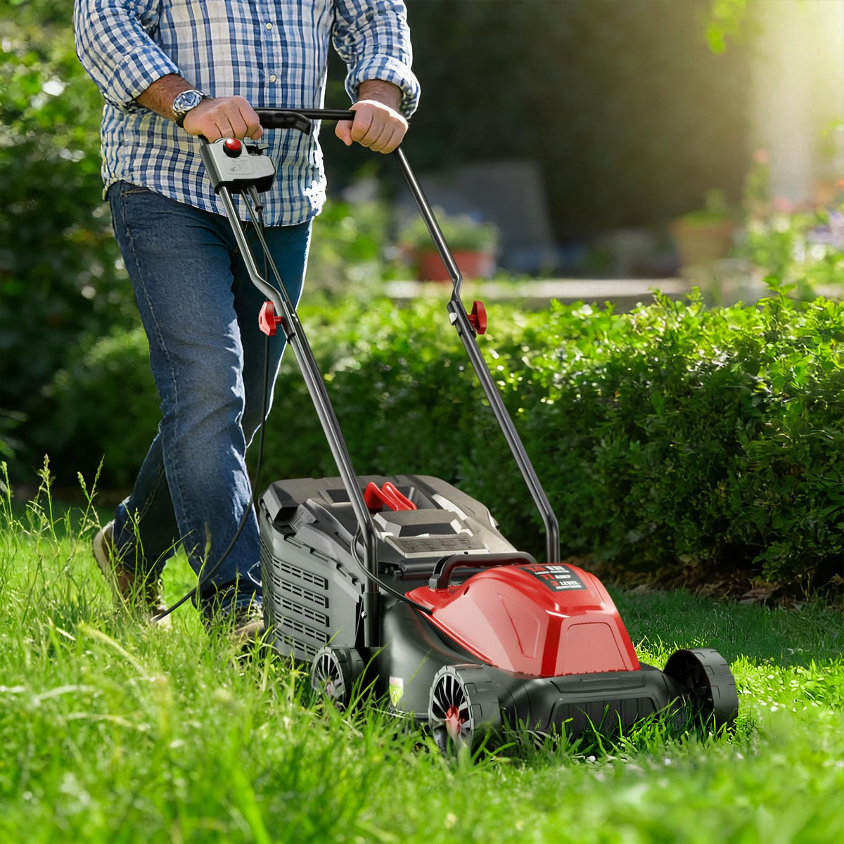 14" Corded Lawn Mower, 3-Height, 2-in-1 Mulch & Bag V533182