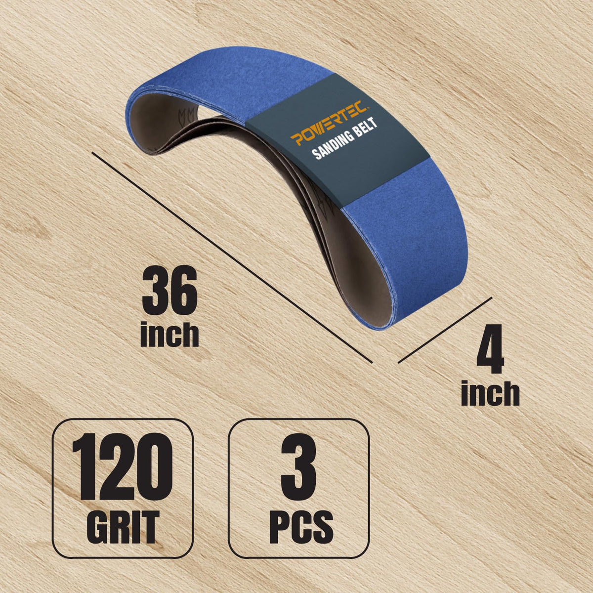 4 x 36 Inch 120 Grit Zirconia Sanding Belts F418024