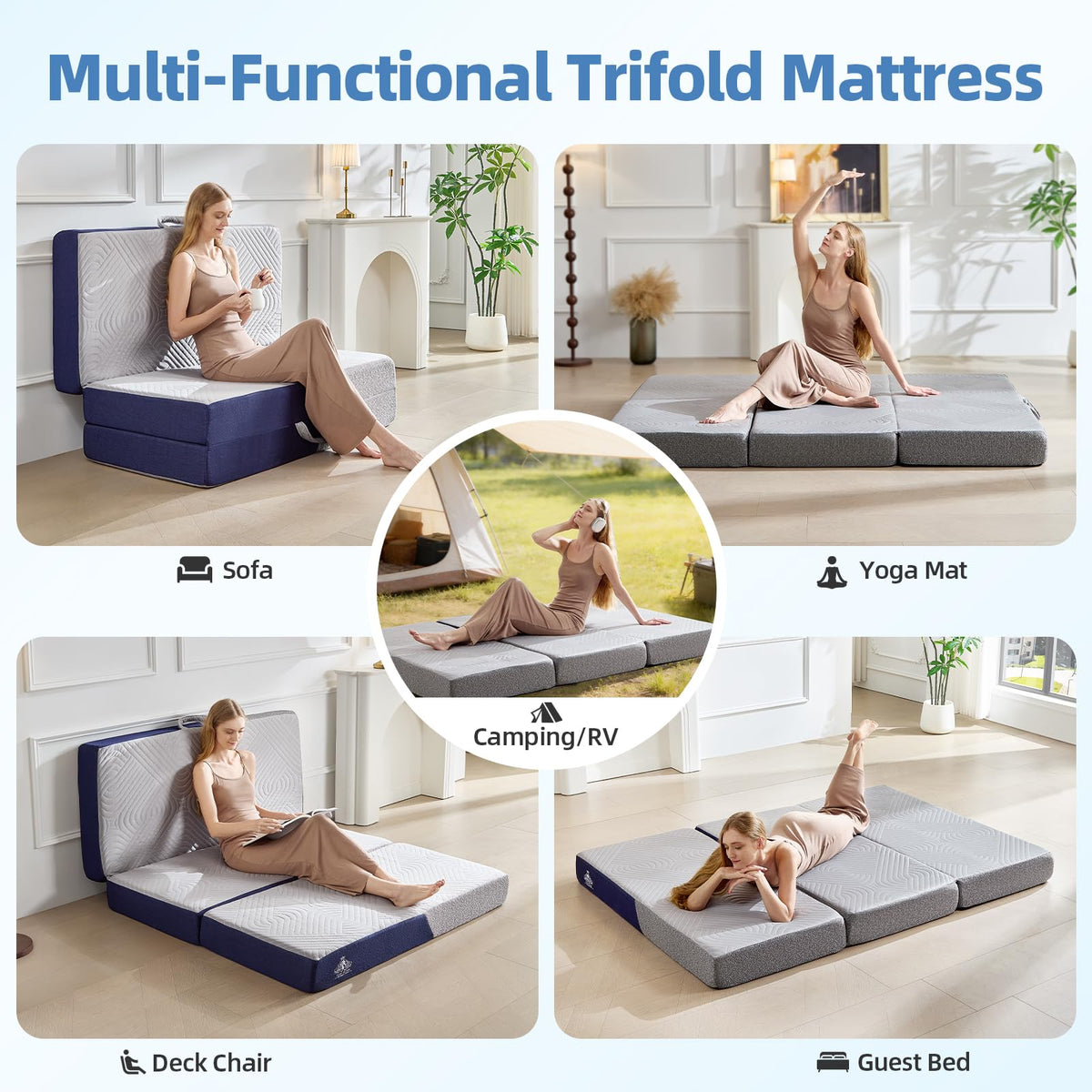 6 Inch Cooling Memory Foam Foldable Mattress Twin Size I97534