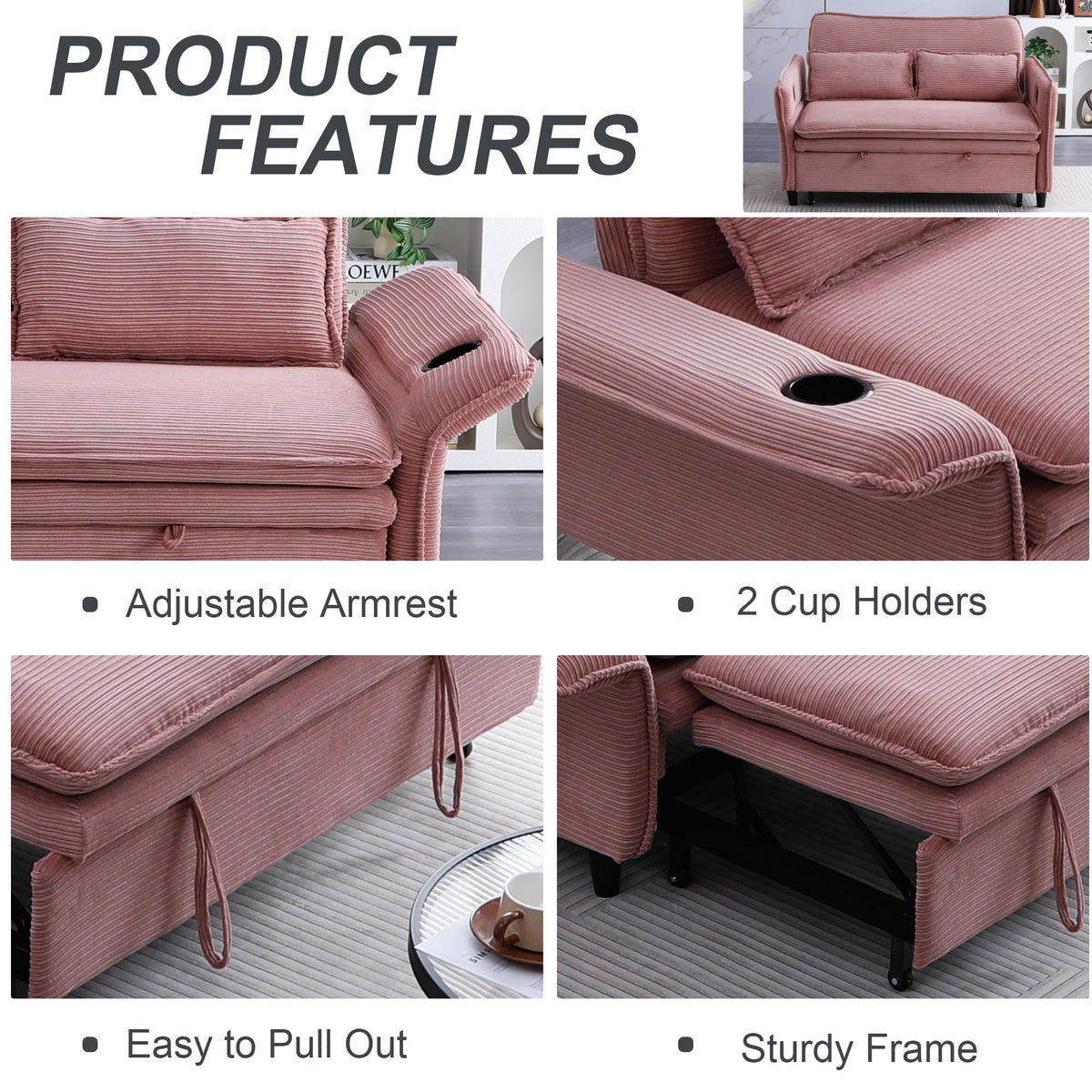 Pink Convertible Sleeper Sofa Bed M57468
