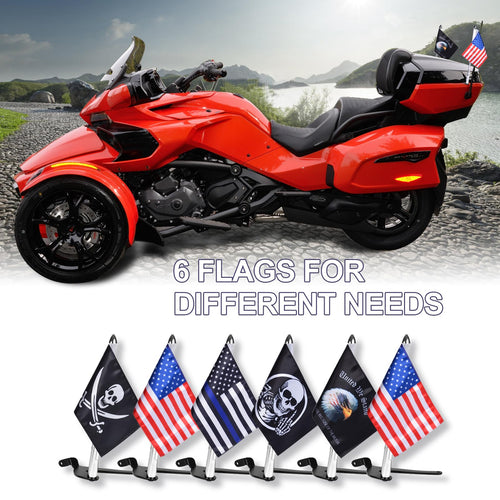 2 Pack Stainless Steel Flag Pole Mount Kit with 6pcs Flags D461