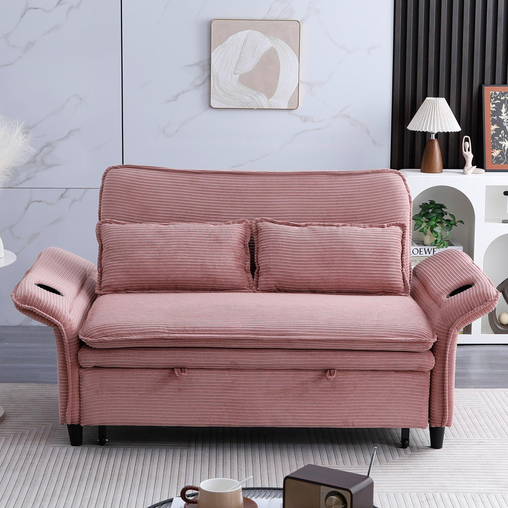 Pink Convertible Sleeper Sofa Bed M57468
