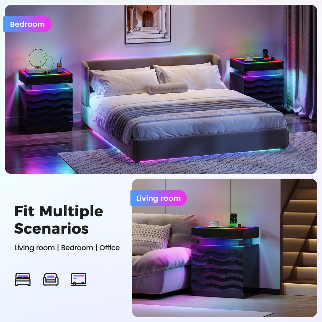 LED Night Stand Set 2 with Charging Station J218611