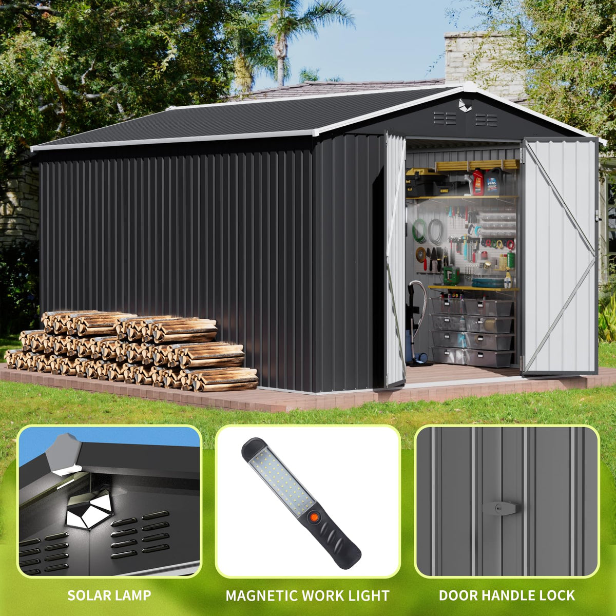 10x14 Metal Storage Shed with Lockable Doors P962235