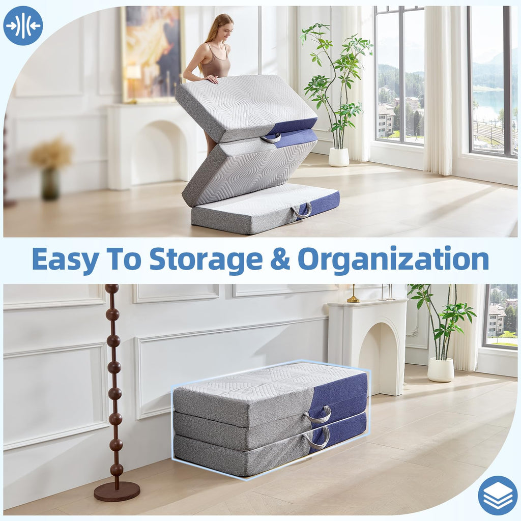 6 Inch Cooling Memory Foam Foldable Mattress Twin Size I97534