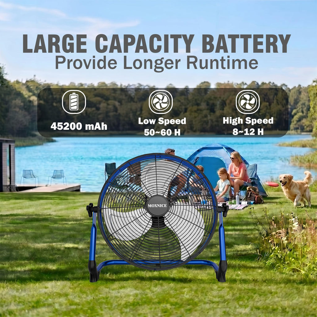 20" Portable Rechargeable Battery Operated Floor Fan N156