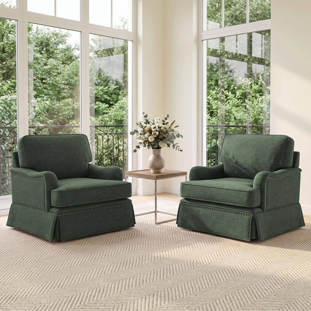 Green Swivel Accent Chair Set of 2 T7233