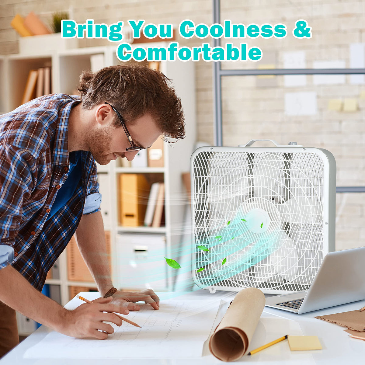 20 Inch White 3-Speed Box Fan D500