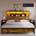 Queen Size Bed Frame with Storage Bookcase Headboard O90335