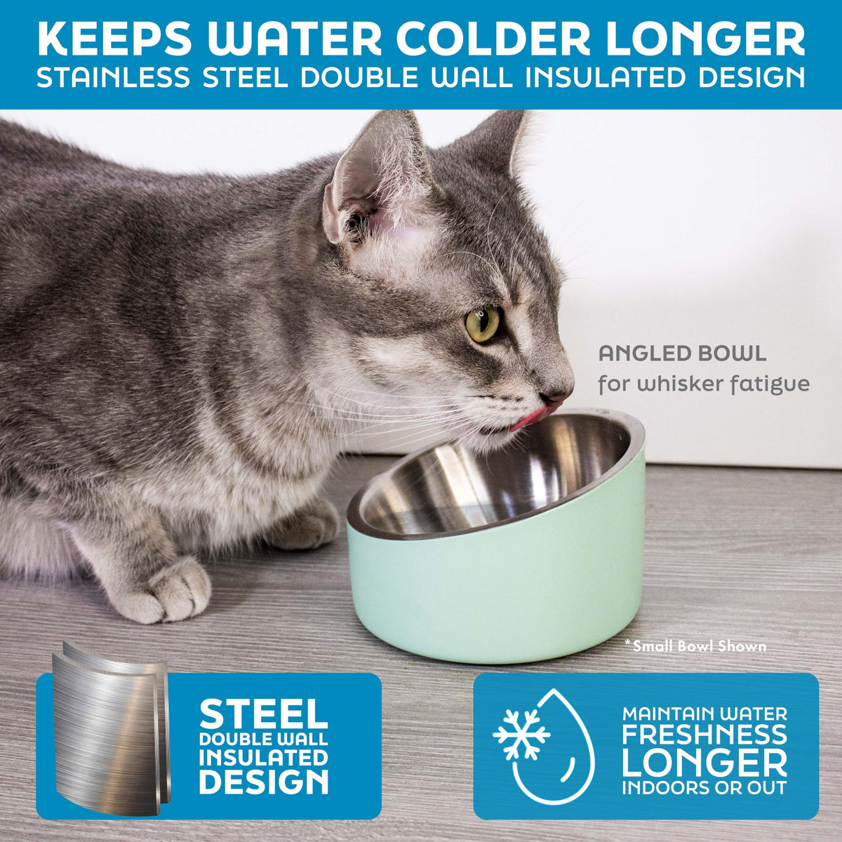 Stainless Steel Slanted Dog Cat Food Bowl 8 oz W596