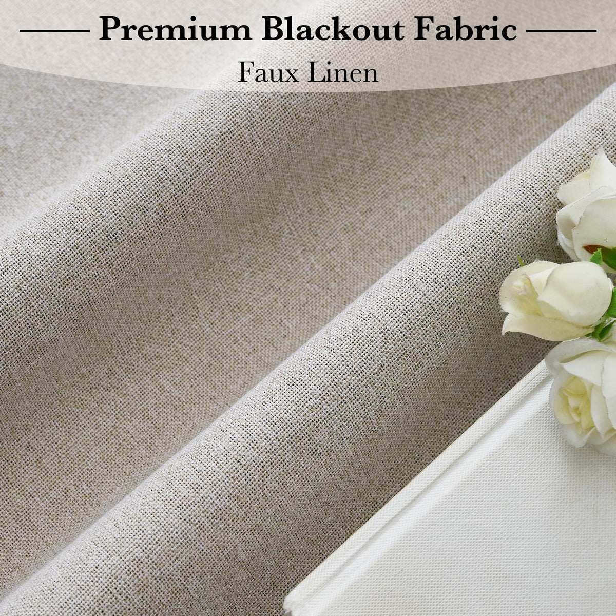 100% Blackout Linen French Door Curtain S661