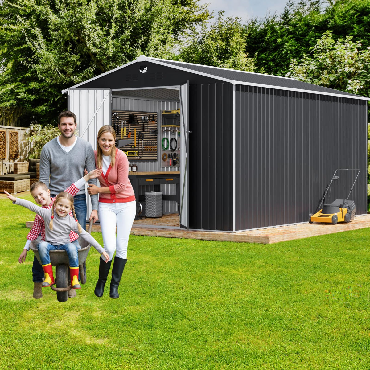 10x14 Metal Storage Shed with Lockable Doors P962235