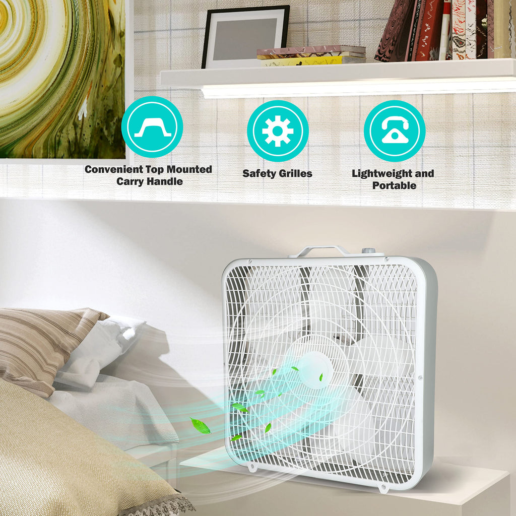20 Inch White 3-Speed Box Fan D500
